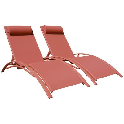 Lot de 2 chaise longue happy garden rouge en aluminium H. 82 cm L. 173.5 cm