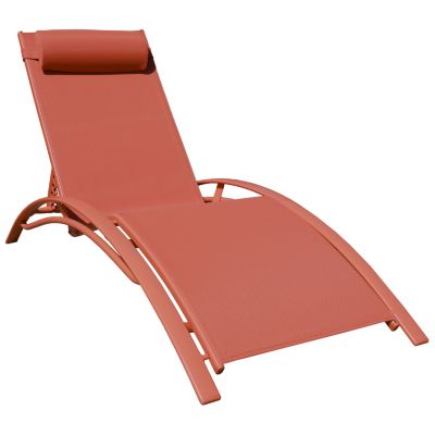 Lot de 2 chaise longue happy garden rouge en aluminium H. 82 cm L. 173.5 cm