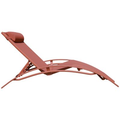 Lot de 2 chaise longue happy garden rouge en aluminium H. 82 cm L. 173.5 cm