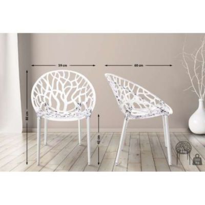 Lot de 2 chaise ovegna en plastique empilable non pliable H. 80 cm exterieur transparent