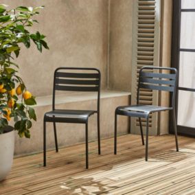 Lot de 2 chaise sweeek en acier 79 cm gris non exterieur