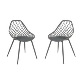 Lot de 2 chaise vente unique 84 cm gris