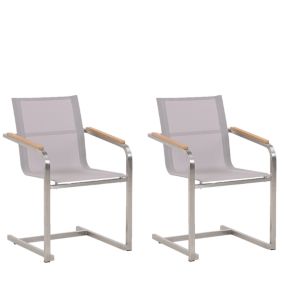 Lot de 2 chaises Acier inox Beige COSOLETO