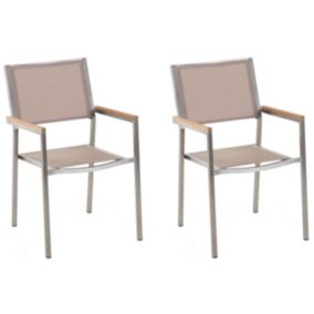 Lot de 2 chaises Acier inox Beige GROSSETO