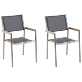 Lot de 2 chaises Acier inox Gris GROSSETO