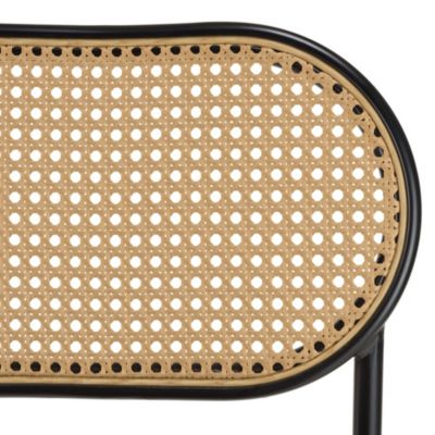 Lot de 2 chaises assise tissu noir dossier effet cannage et métal