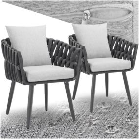 Lot de 2 chaises au design façon cordage avec structure en aluminium
