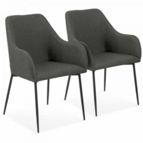 Lot de 2 chaises avec accoudoirs en tissu gris  Oviala