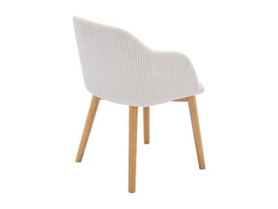 Lot de 2 chaises avec accoudoirs en velours côtelé et bois d'hévéa - Crème - JELISA