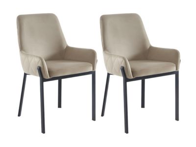 Lot de 2 chaises avec accoudoirs en velours et métal - Beige - CAROLONA de Pascal MORABITO