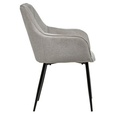 Lot de 2 chaises avec accoudoirs tissu gris clair pieds métal - THEO