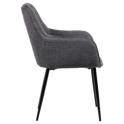 Lot de 2 chaises avec accoudoirs tissu gris et pieds métal - THEO