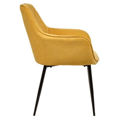 Lot de 2 chaises avec accoudoirs tissu jaune et pieds métal - THEO