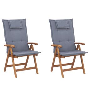 Lot de 2 chaises avec coussin Bois Bleu JAVA