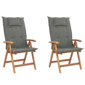 Lot de 2 chaises avec coussin Bois Gris graphite JAVA