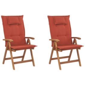 Lot de 2 chaises avec coussin Bois Rouge foncé JAVA