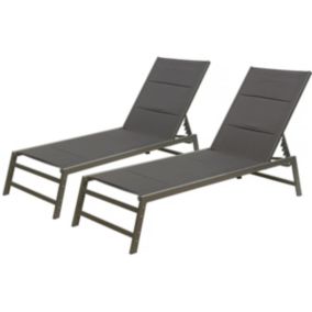 Lot de 2 chaises bain de soleil "Milan" en aluminium  Gris