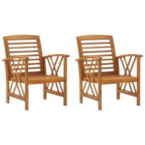 Lot de 2 Chaises Bois Massif Acacia - Fauteuils de Jardin - Mobilier Extérieur Terrasse