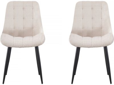 Lot de 2 chaises bouclette "Victoria"  Beige