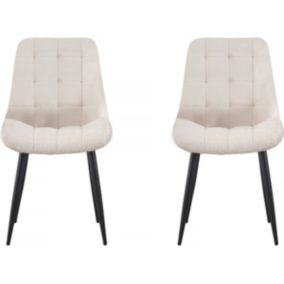 Lot de 2 chaises bouclette "Victoria"  Beige