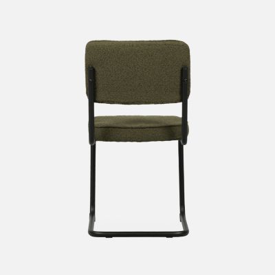 Lot de 2 chaises cantilever bouclette texturée verte. Maja. L46 x P54.5x H84.5cm