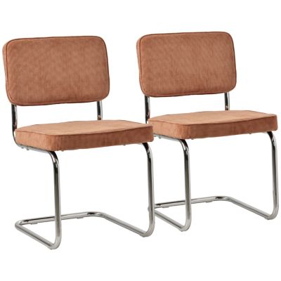 Lot de 2 chaises cantilever en velours côtelé terracotta MARIA - HAPPY GARDEN