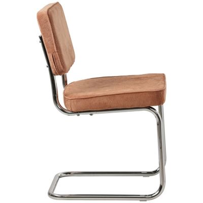 Lot de 2 chaises cantilever en velours côtelé terracotta MARIA - HAPPY GARDEN
