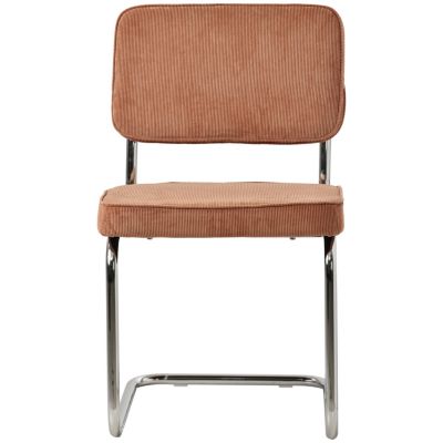 Lot de 2 chaises cantilever en velours côtelé terracotta MARIA - HAPPY GARDEN