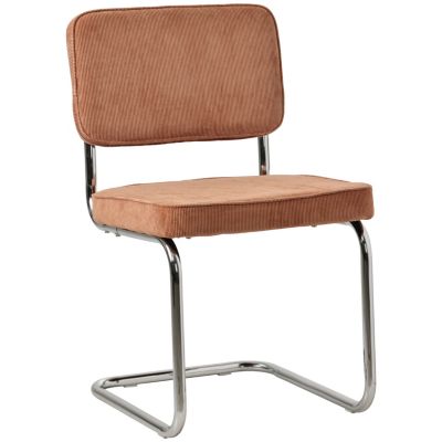 Lot de 2 chaises cantilever en velours côtelé terracotta MARIA - HAPPY GARDEN