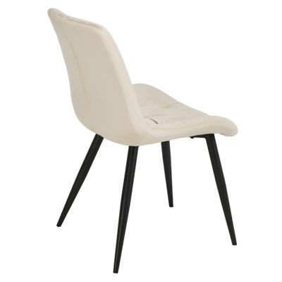 Lot de 2 chaises capitonnées velours écru et pieds métal noir - STAN