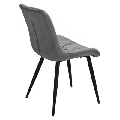 Lot de 2 chaises capitonnées velours gris et pieds métal noir - STAN