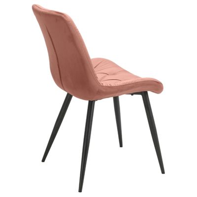 Lot de 2 chaises capitonnées velours rose et pieds métal noir - STAN