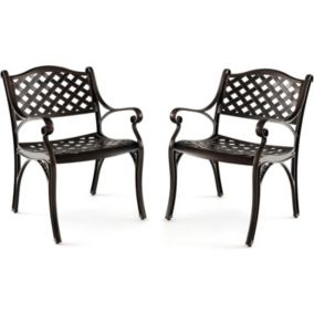 Lot de 2 Chaises d Extérieur en Fonte d Aluminium Sièges Incurvés Chaise de Terrasse pour Jardin Charge 150KG