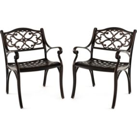 Lot de 2 Chaises d Extérieur en Fonte d'Aluminium Sièges Incurvés Chaise de Terrasse pour Jardin