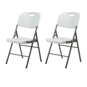 Lot de 2 Chaises d'Extérieur Plastique Acier Blanc Gris Moderne Rebecca Mobili