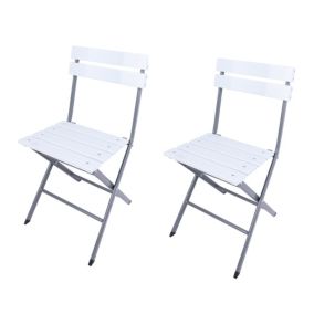 Lot de 2 Chaises d'Extérieur Pliantes en Acier Plastique Blanc Rebecca Mobili