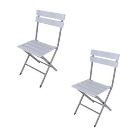 Lot de 2 Chaises d'Extérieur Pliantes en Acier Plastique Gris Clair Rebecca Mobili