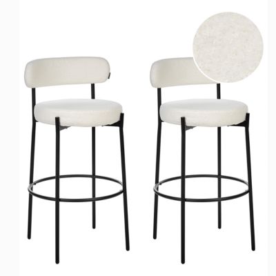 Lot de 2 chaises de bar ALLISON Bouclé Blanc