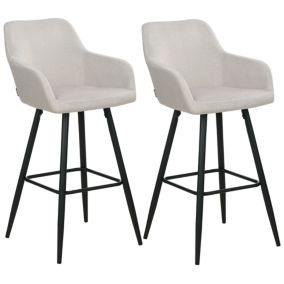 Lot de 2 chaises de bar CASMALIA Velours Taupe