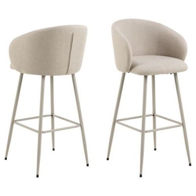 Lot de 2 chaises de bar en tissu avec accoudoirs et repose-pieds SÖREN Beige, L. 54 x l. 52 x H. 105 cm, SÖREN