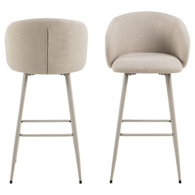 Lot de 2 chaises de bar en tissu avec accoudoirs et repose-pieds SÖREN Beige, L. 54 x l. 52 x H. 105 cm, SÖREN