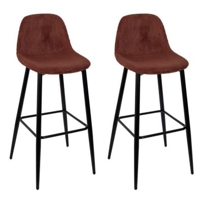 Lot De 2 Chaises De Bar - Home Deco Factory - Scott Terra - Côtelees - Orange Et Noir