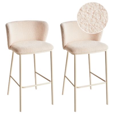 Lot de 2 chaises de bar MINA II Bouclé Beige clair