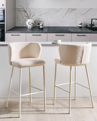 Lot de 2 chaises de bar MINA II Bouclé Beige clair