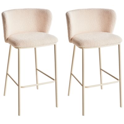 Lot de 2 chaises de bar MINA II Bouclé Beige clair