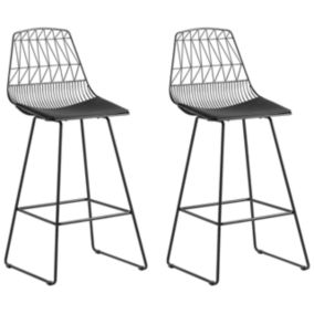 Lot de 2 chaises de bar PRESTON Métal Noir