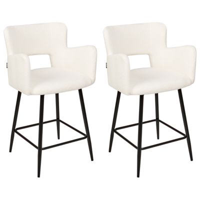 Lot de 2 chaises de bar SANILAC Bouclé Blanc cassé