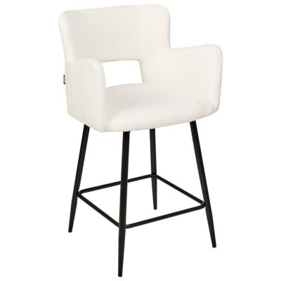 Lot de 2 chaises de bar SANILAC Bouclé Blanc cassé