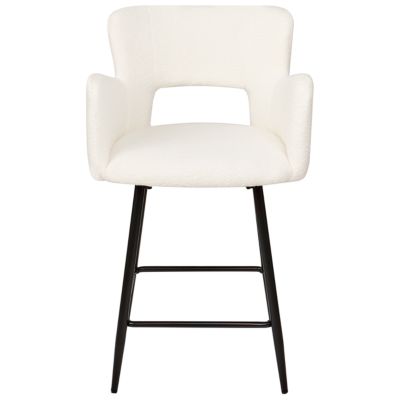 Lot de 2 chaises de bar SANILAC Bouclé Blanc cassé