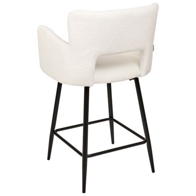 Lot de 2 chaises de bar SANILAC Bouclé Blanc cassé